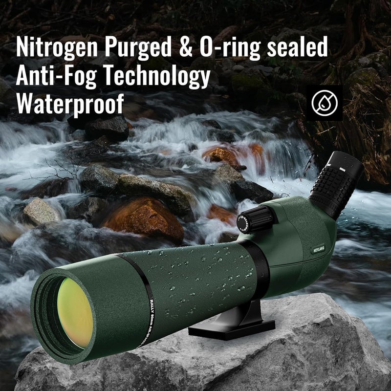 NEYLANG 20-60X80 Spotting Scope for Shooting Hunting - Spotter Scopes with Tripod Phone Adapter Waterproof HD Scope for Bird Watching Wildlife Scenery - Image 4